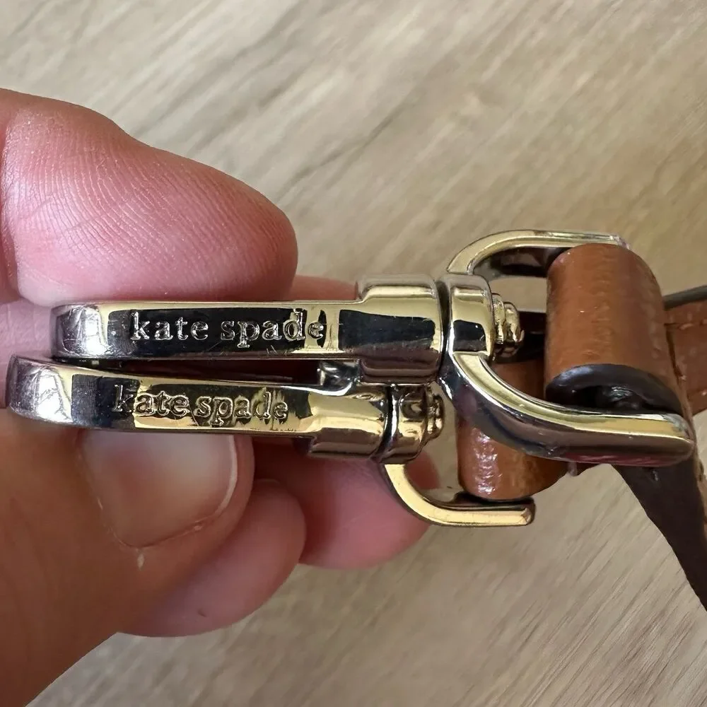 Kate Spade Crossbody Purse Strap Medium Brown Leather Silver Hardware